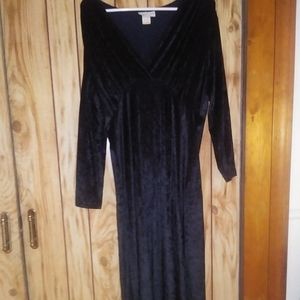 Large black crushed velvet dress